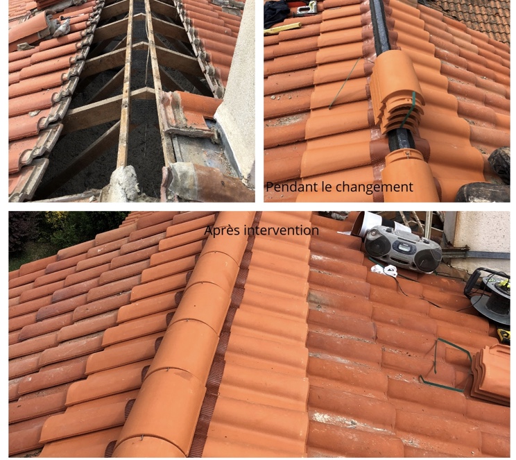 Faitage à sec rénovation toiture à Monnières 44690